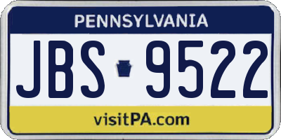 PA license plate JBS9522