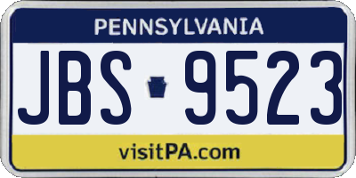 PA license plate JBS9523