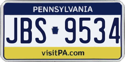 PA license plate JBS9534