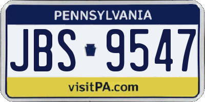 PA license plate JBS9547