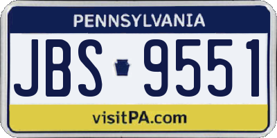 PA license plate JBS9551