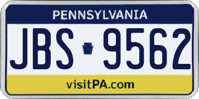 PA license plate JBS9562