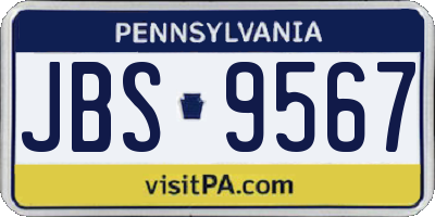 PA license plate JBS9567