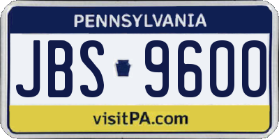 PA license plate JBS9600
