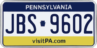 PA license plate JBS9602