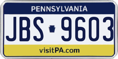 PA license plate JBS9603