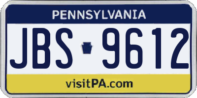 PA license plate JBS9612