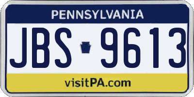PA license plate JBS9613