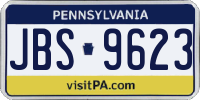PA license plate JBS9623