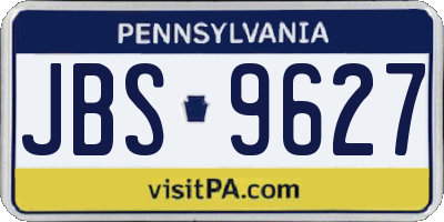 PA license plate JBS9627