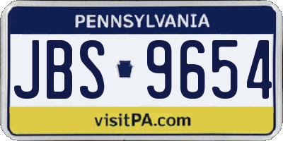 PA license plate JBS9654