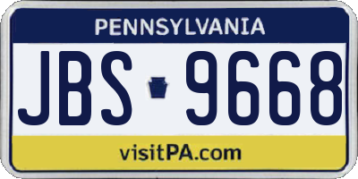 PA license plate JBS9668