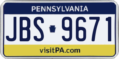 PA license plate JBS9671