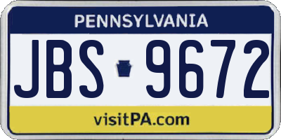 PA license plate JBS9672