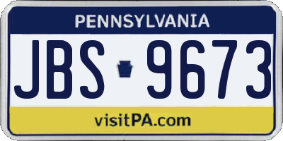 PA license plate JBS9673