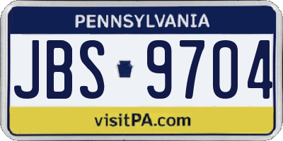 PA license plate JBS9704