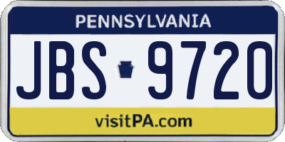 PA license plate JBS9720