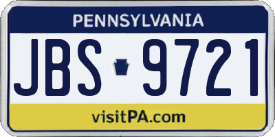 PA license plate JBS9721
