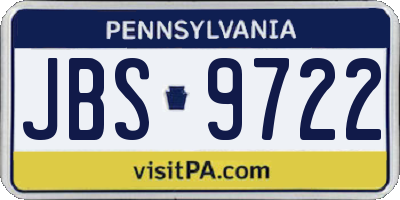 PA license plate JBS9722