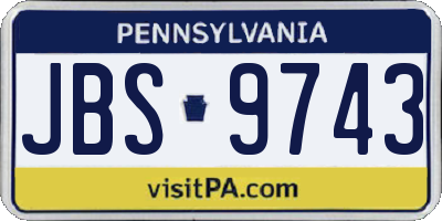 PA license plate JBS9743