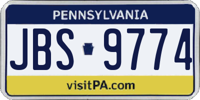 PA license plate JBS9774