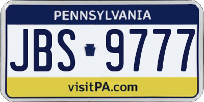 PA license plate JBS9777