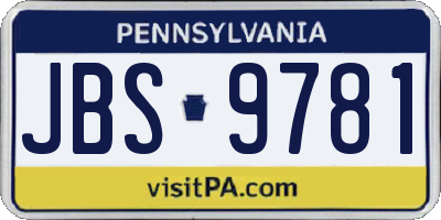 PA license plate JBS9781