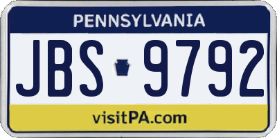 PA license plate JBS9792