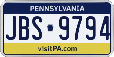 PA license plate JBS9794