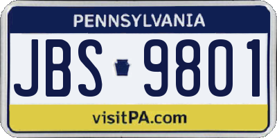 PA license plate JBS9801