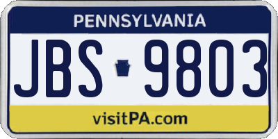 PA license plate JBS9803