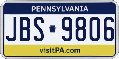 PA license plate JBS9806