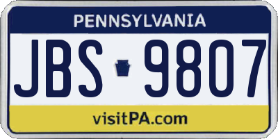 PA license plate JBS9807
