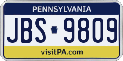 PA license plate JBS9809