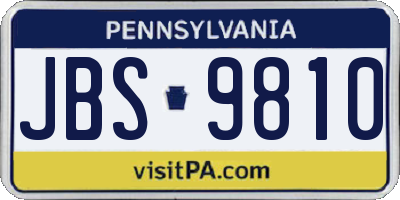 PA license plate JBS9810