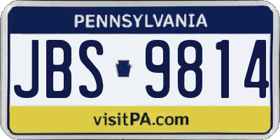 PA license plate JBS9814