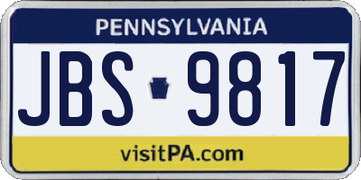 PA license plate JBS9817