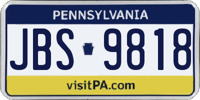 PA license plate JBS9818