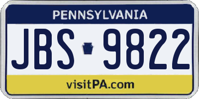 PA license plate JBS9822