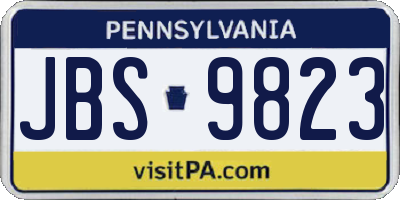 PA license plate JBS9823