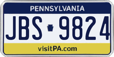 PA license plate JBS9824