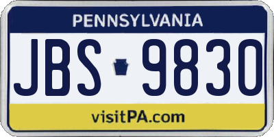 PA license plate JBS9830