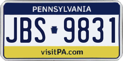 PA license plate JBS9831