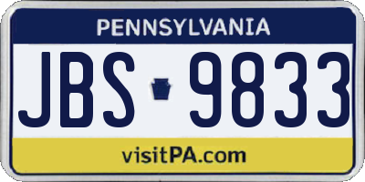 PA license plate JBS9833