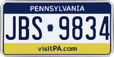 PA license plate JBS9834