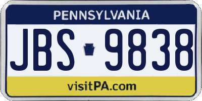 PA license plate JBS9838