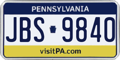 PA license plate JBS9840