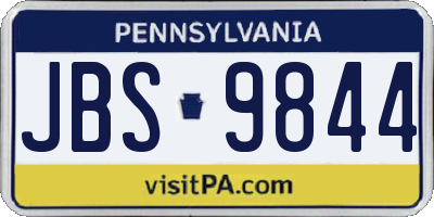 PA license plate JBS9844