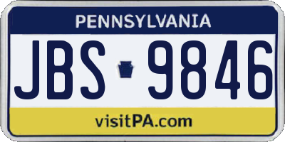 PA license plate JBS9846