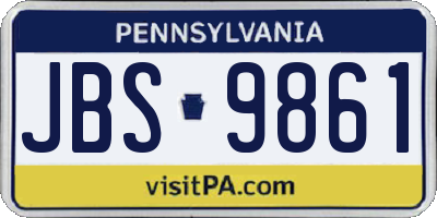PA license plate JBS9861